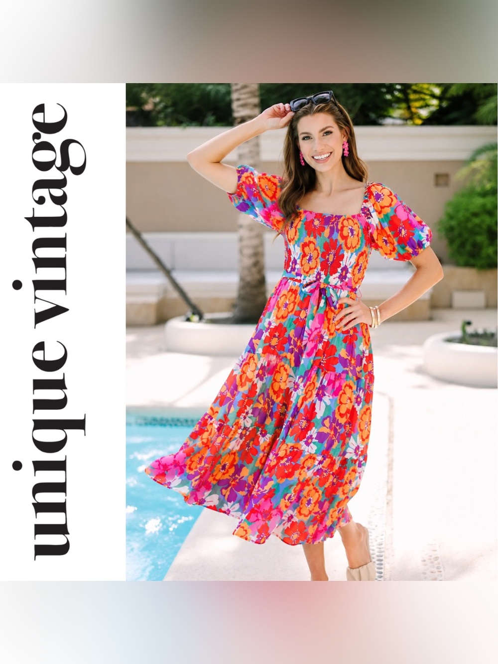 Unique Vintage Colorful 70s Abstract Floral Everyone’s Desire Dress, Small, NWT!